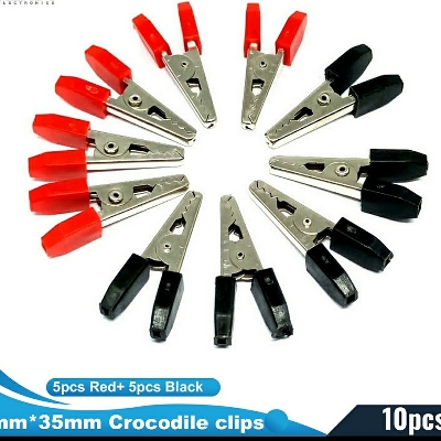 Picture of 10pcs- Crocodile clips Alligator clips for Electronics work Red and Black - Material: Metal Size:4x35mm Durable and Stable by Akram Electronics