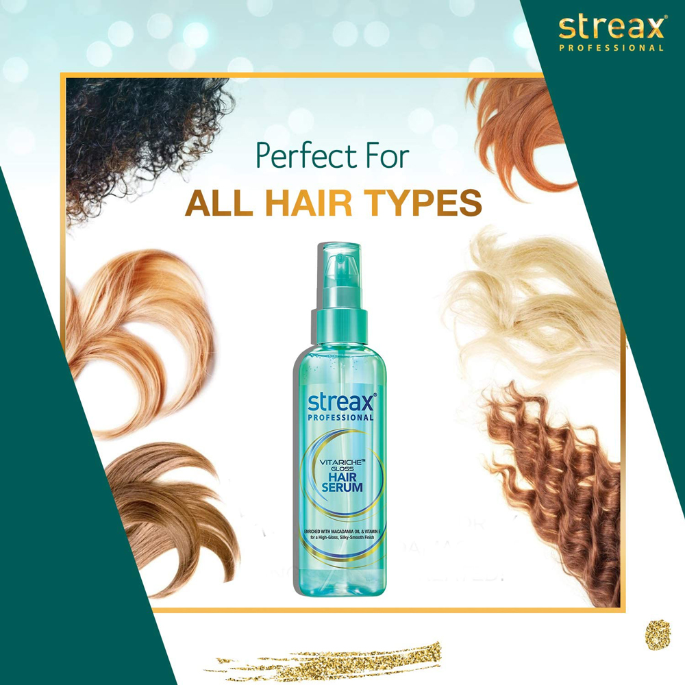 Picture of 115 ml Streax Professional Vitariche Gloss Hair Serum Indian product used for male female