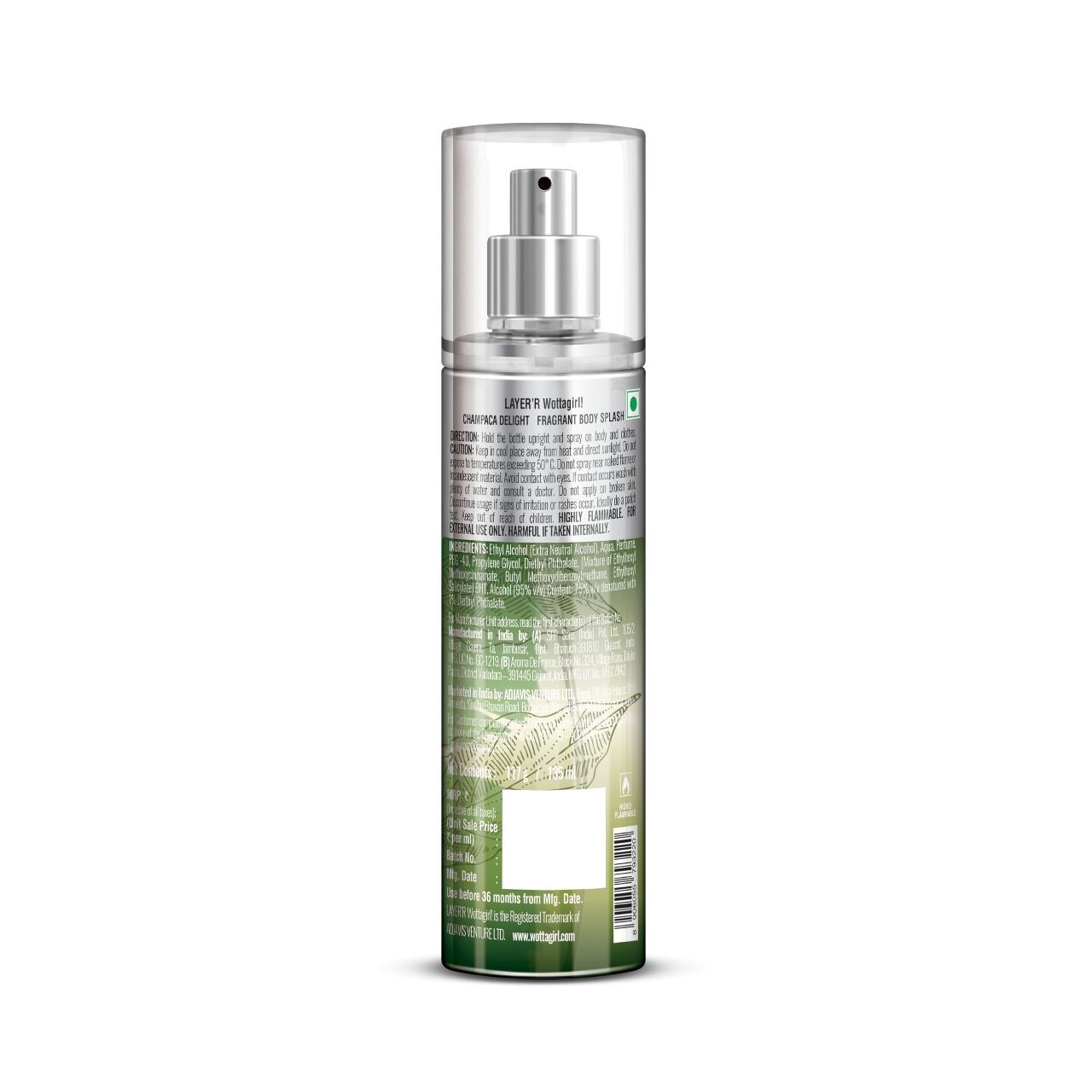 Picture of 135 ml Indian product Layer'r Wattagirl Champaca Delight body mist for female