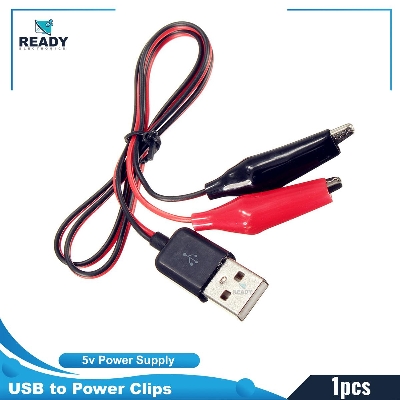 Picture of Alligator Test Clips Clamp to USB Male Connector Power Supply Adapter Wire 60cm by Akram Electronics