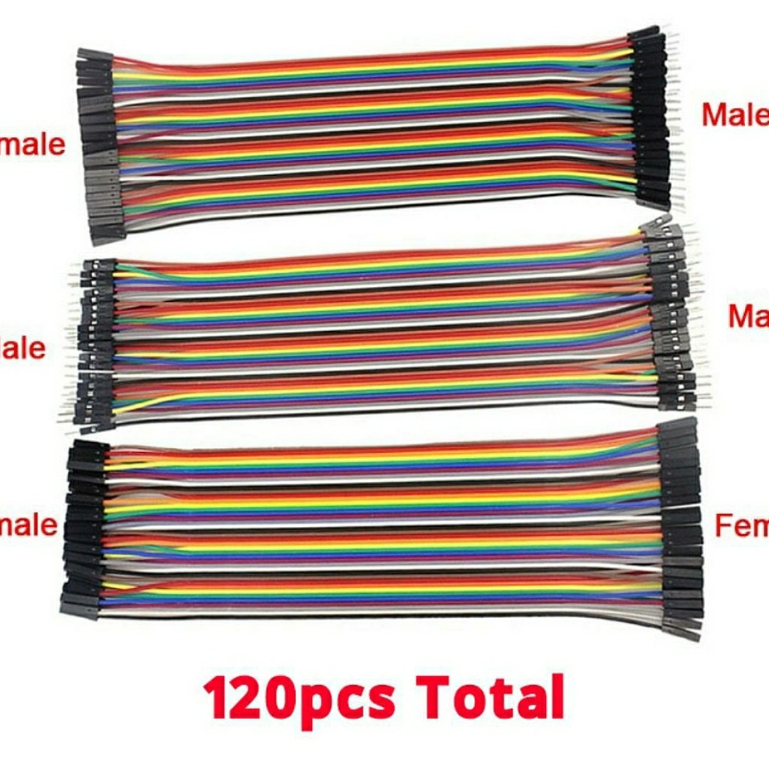 Picture of Jumper Wire Dupont line 20cm male to male + male to female and female to female Dupont cable for Arduino and Other Purpose Use- (Pack of 120 pcs) - Multi Plug by Akram Electronics Picture of Jumper Wire Dupont line 20cm male to male + male to female and female to female Dupont cable for Arduino and Other Purpose Use- (Pack of 120 pcs) - Multi Plug by Akram Electronics