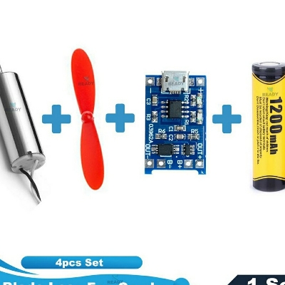 Picture of Diy Blade Less Fan Combo Pack (Motor+Fan+Charger+Battery)- 4Pcs Set - Battery by Akram Electronics