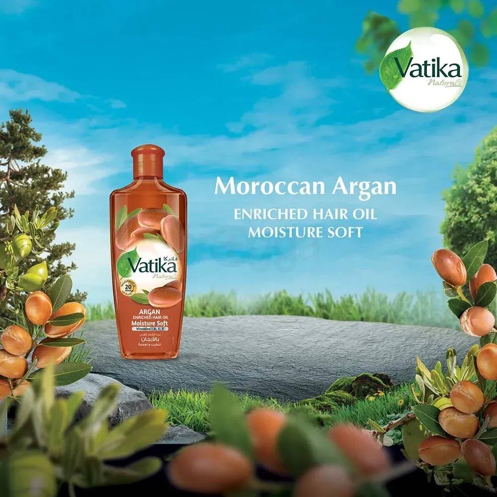 Picture of 300 ml Vatika Moroccan Argan hair oil International UAE product used for male female