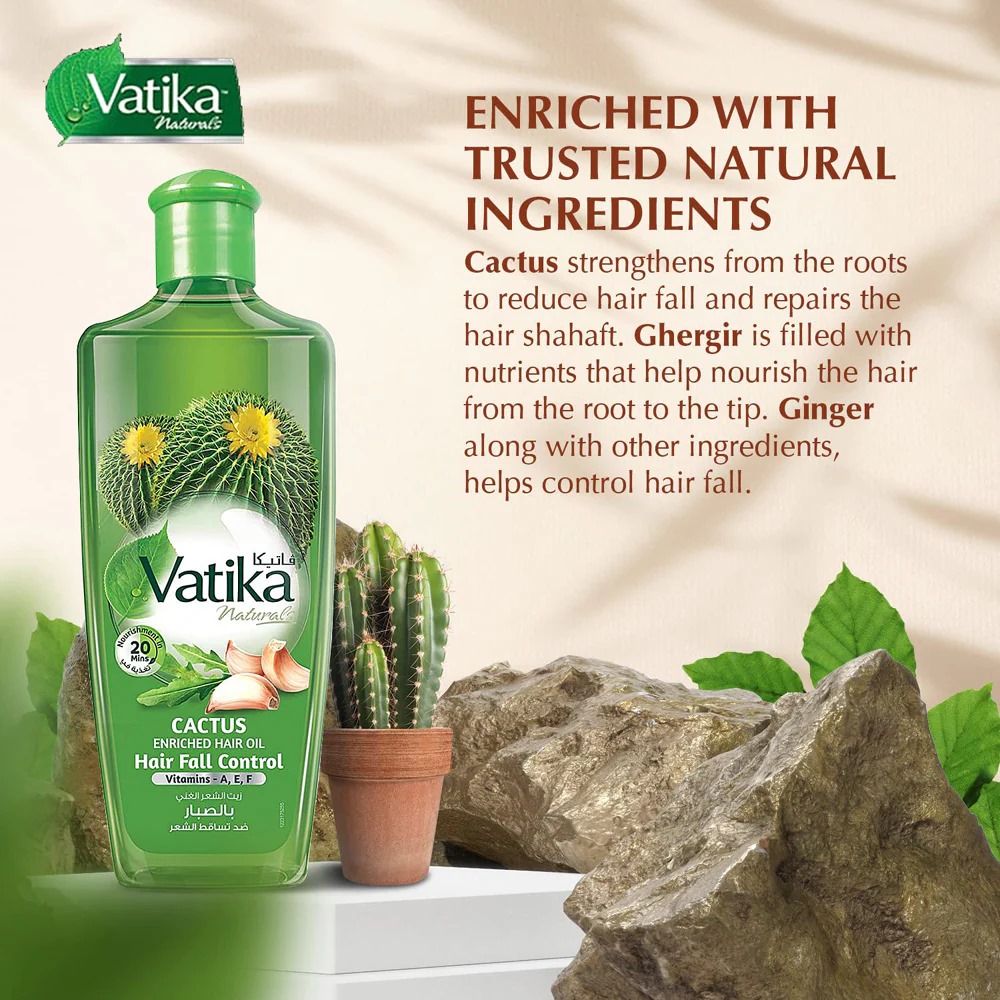 Picture of 300 ml Vatika CACTUS hair oil International UAE product used for male female