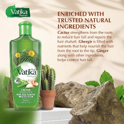 Picture of 300 ml Vatika CACTUS hair oil International UAE product used for male female