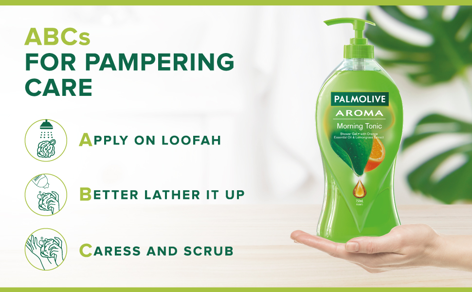 Picture of 750 ml Palmolive Aroma morning tonic green color Shower Gel International Thailand product used for male/female