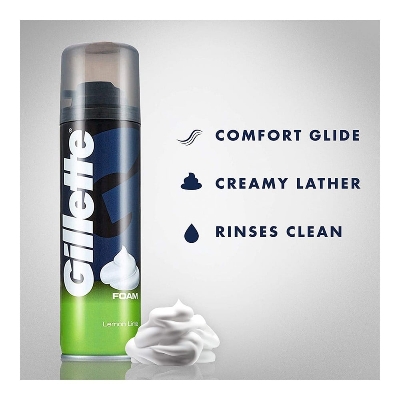 Picture of 200 ml Gillette Lemon Lime Shaving Foam International France product used for male