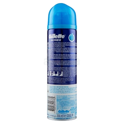 Picture of 200 ml Gillette series 3x Action Sensitive Cool shaving gel International UK product used for male