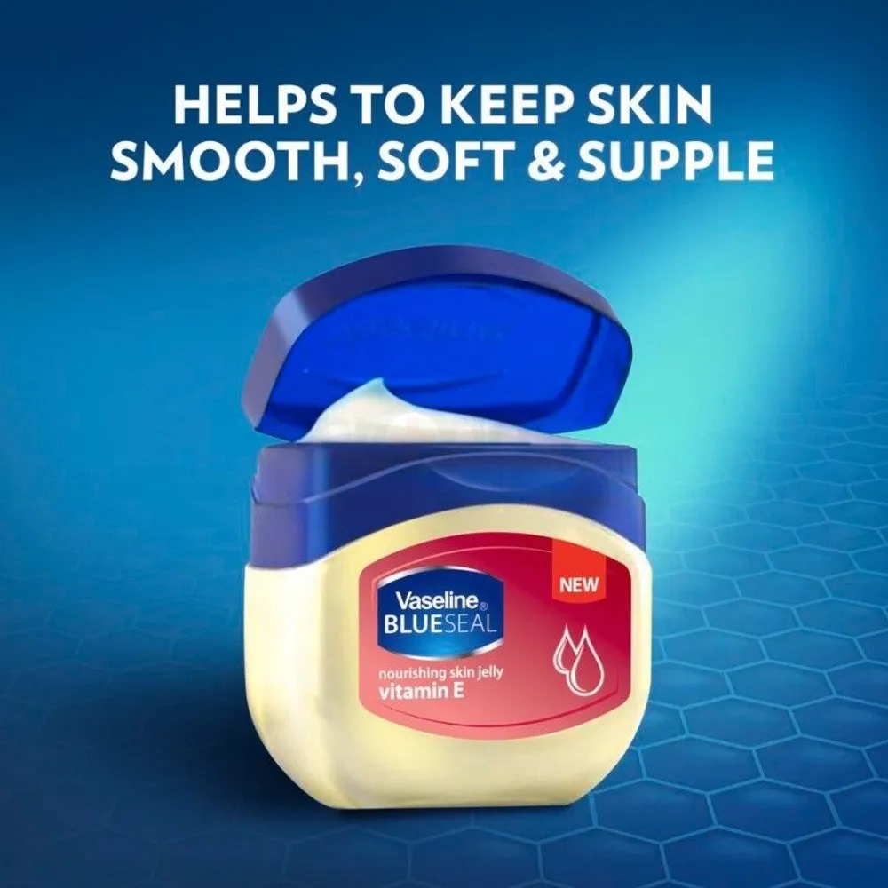 Picture of 100 ml Vaseline Blueseal vitamin E nourishing skin jelly International south African product used for male / female Picture of 100 ml Vaseline Blueseal vitamin E nourishing skin jelly International south African product used for male / female
