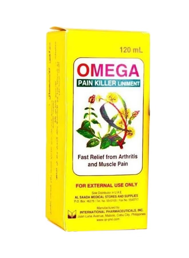 Picture of 120 ml Omega pain killer liniment International Philippines product used for male female