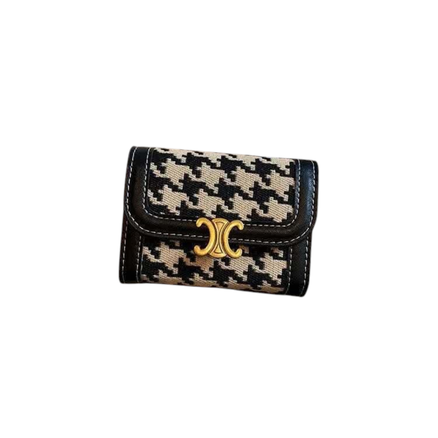 Picture of Korean Style Women’s Short Wallet & Clutch | Elegant PU Leather Check Pattern Card Holder | Fashionable Compact Coin Purse for Girls