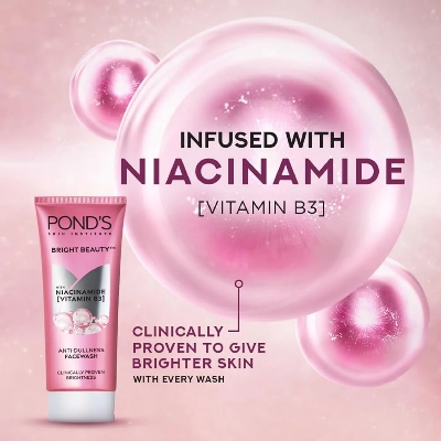Picture of international Indian Product ponds Bright beauty Niacinamide(vitamine B3) Face wash 100gm