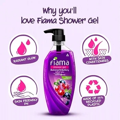 Picture of International Indian product Fiama Blackcurrant & Bearberry Radiant Glow With skin conditioners Shower Gel 500 Ml
