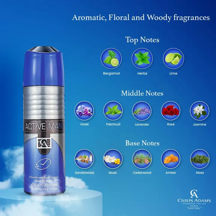 Picture of International UAE Product Chris Adams Active Man Anti- perspirant deodorant Body spray 200 Ml