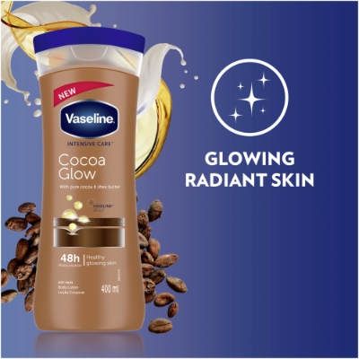 Picture of International UAE product vaseline Intensive Care Cocoa butter glow lotion used For male /female 400 Ml