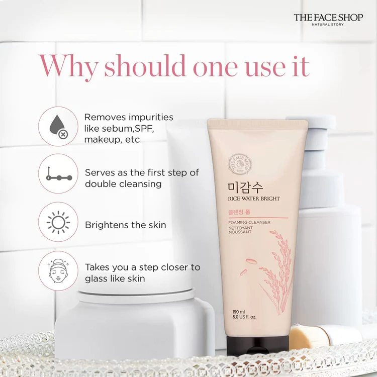 Picture of International Korean Product The Face Shop Rice water Bright Cleansing Foam used For male /female 100 Ml
