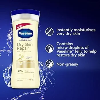 Picture of Indian Product Vaseline Deep Moisture( 48hr) Long lasting Moisturization Vaseline Serum In lotion Used For male /female -400 Ml