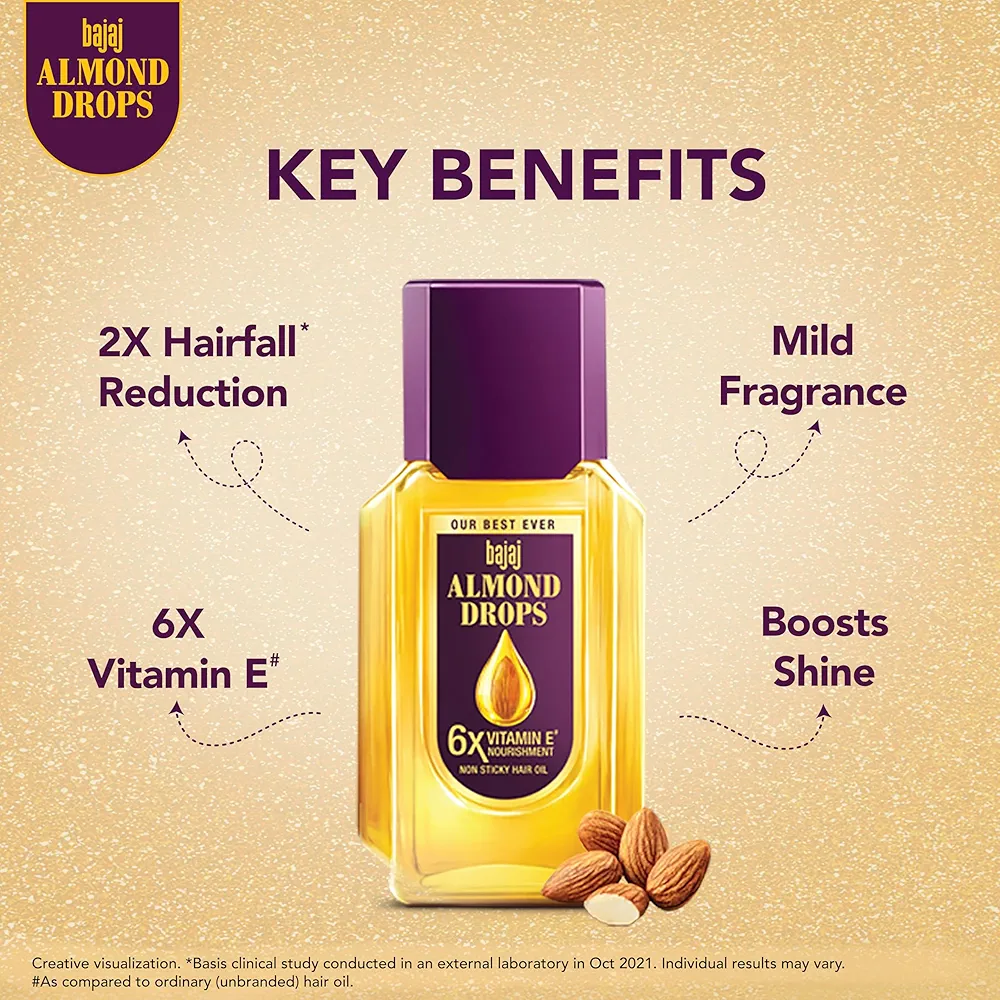 Picture of Indian Product Bajaj Almond Drops Hair oil used For male /female-200 Ml