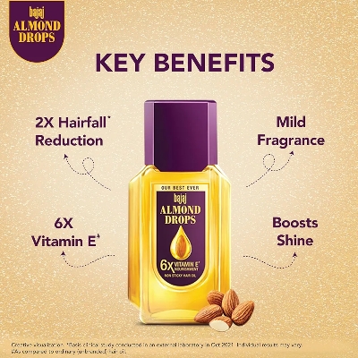 Picture of Indian Product Bajaj Almond Drops Hair oil used For male /female-200 Ml