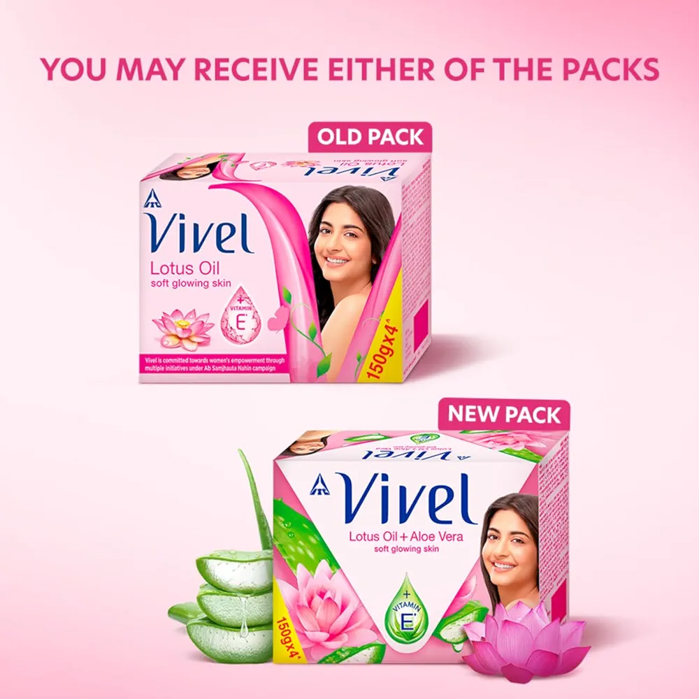 Picture of Indian product Vivel Lotus Oil Soft Glowing Skin Vitamin E Soap (pack of 5) 1pcs.. 100gm