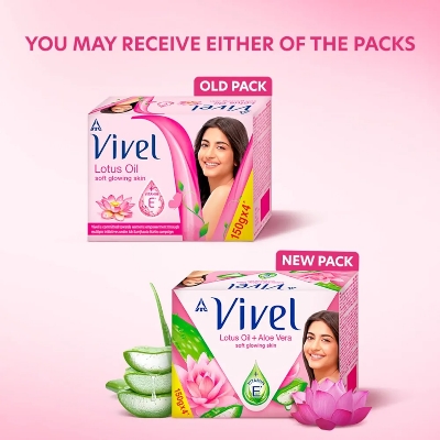 Picture of Indian product Vivel Lotus Oil Soft Glowing Skin Vitamin E Soap (pack of 5) 1pcs.. 100gm