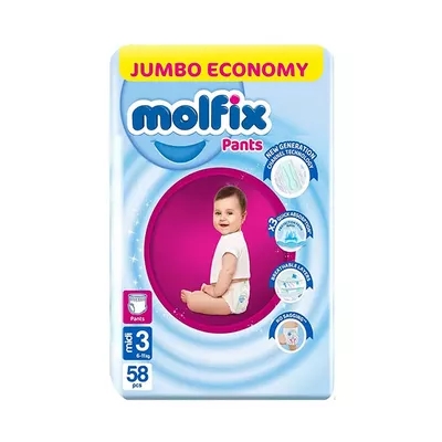 Picture of International Egypt Product Molfix Diaper Jumbo Economicy Pants 3 Midi 6-11Kg) 58 Pcs