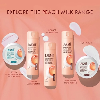 Picture of Indian Product Lakme Peach Milk Soft Cream 24hour Moisture Lock Non- sticky Used For Women..100 Gm