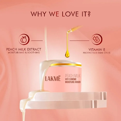 Picture of Indian Product Lakme peach milk soft cream With 24hour Moisture Lock Non- Sticky Face cream used For women.. 50 Gm