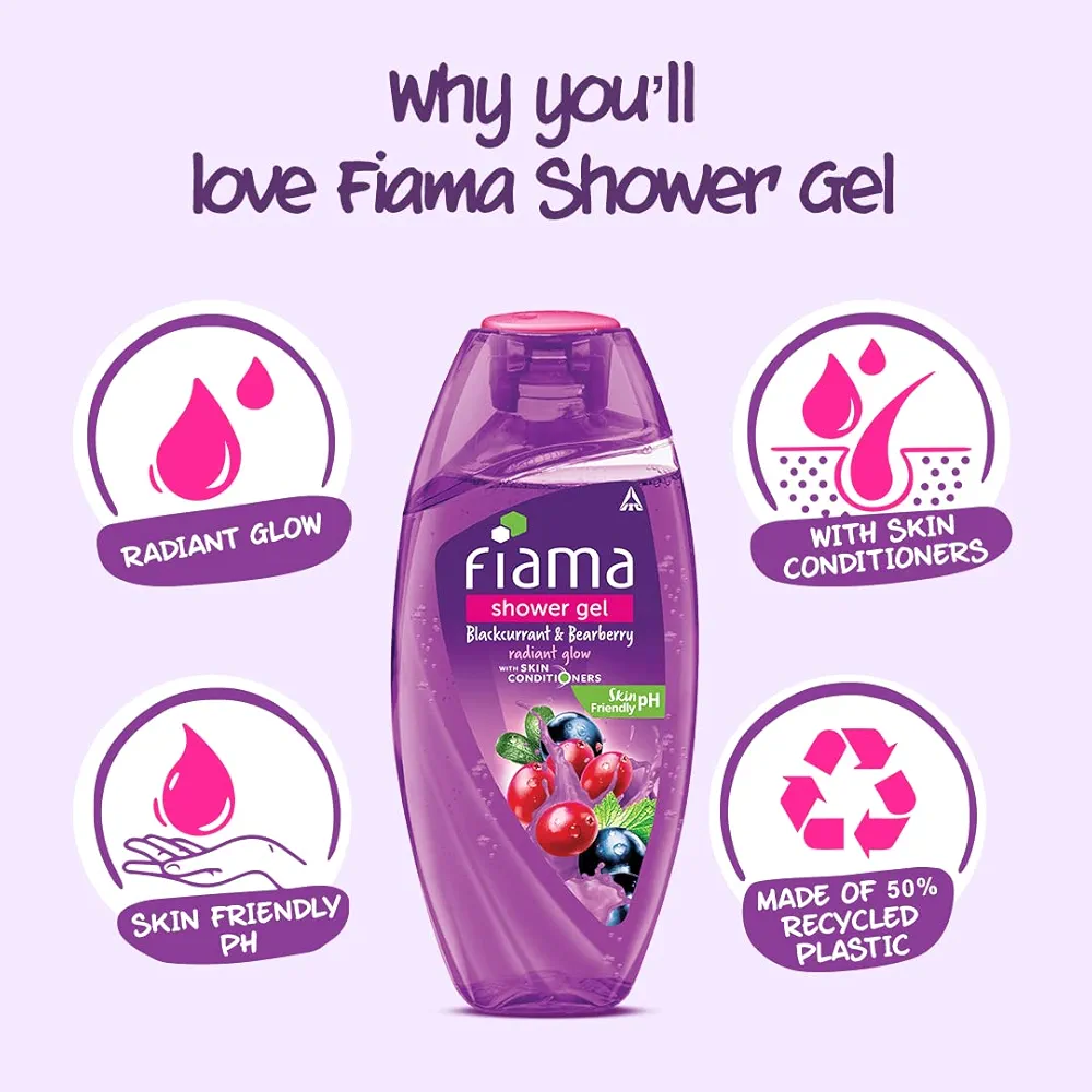 Picture of Indian Product Fiama Shower Gel Blackcurrant & Bearberry Radiant Glow Used For male /female.. 250 Ml