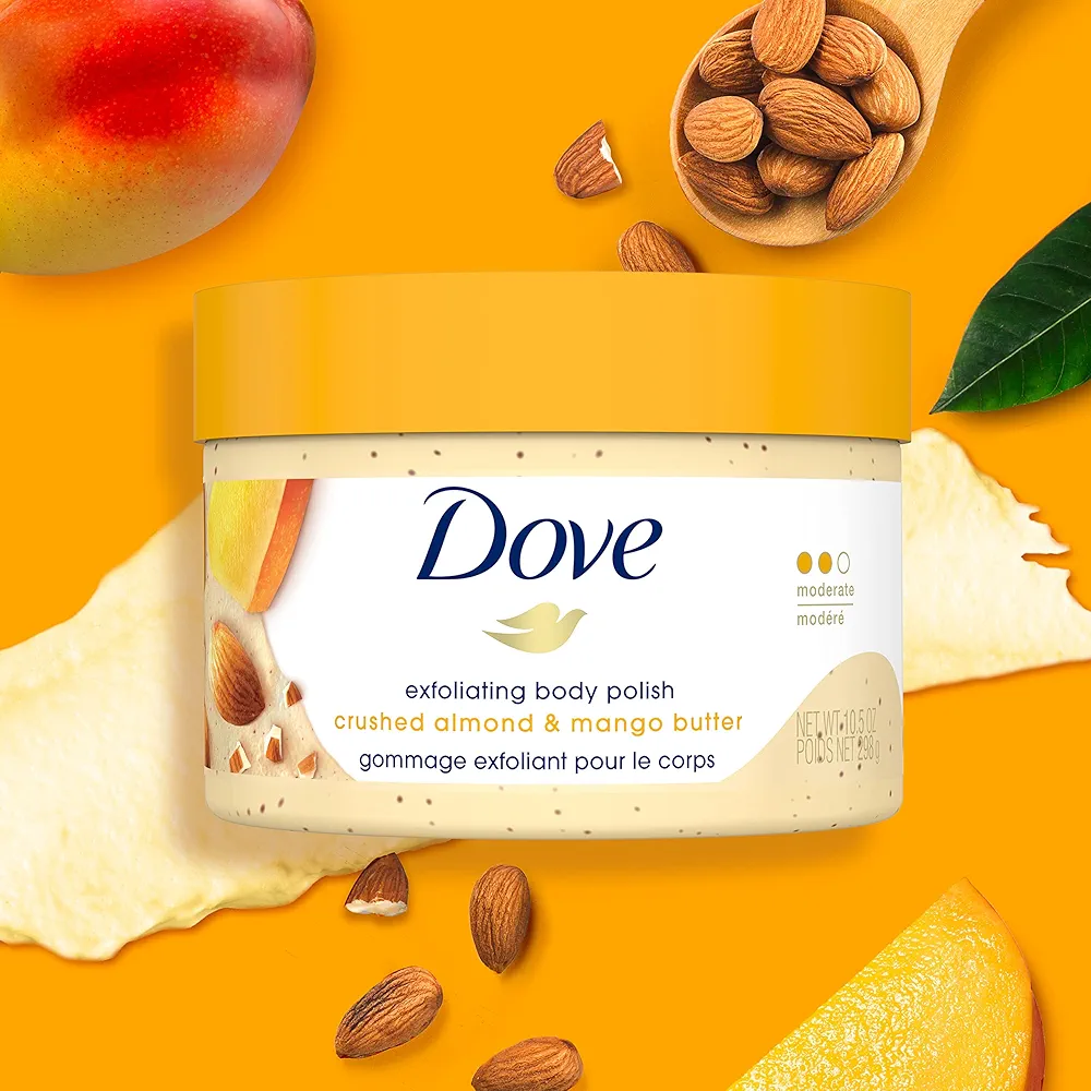 Picture of International Slovakia Product Dove Exfoliating Body Polish Crushed Almond & Mango Butter With Body Scrub Used For male /Female... 298 Gm