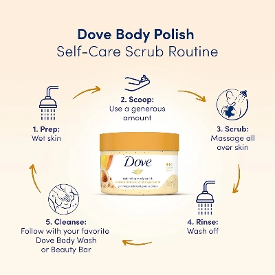 Picture of International Slovakia Product Dove Exfoliating Body Polish Crushed Almond & Mango Butter With Body Scrub Used For male /Female... 298 Gm