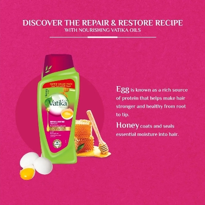 Picture of International UAE Product Vatika Honey & Egg With Repair & Restore Shampoo For Damage Hair Used For Male/Female-700Ml