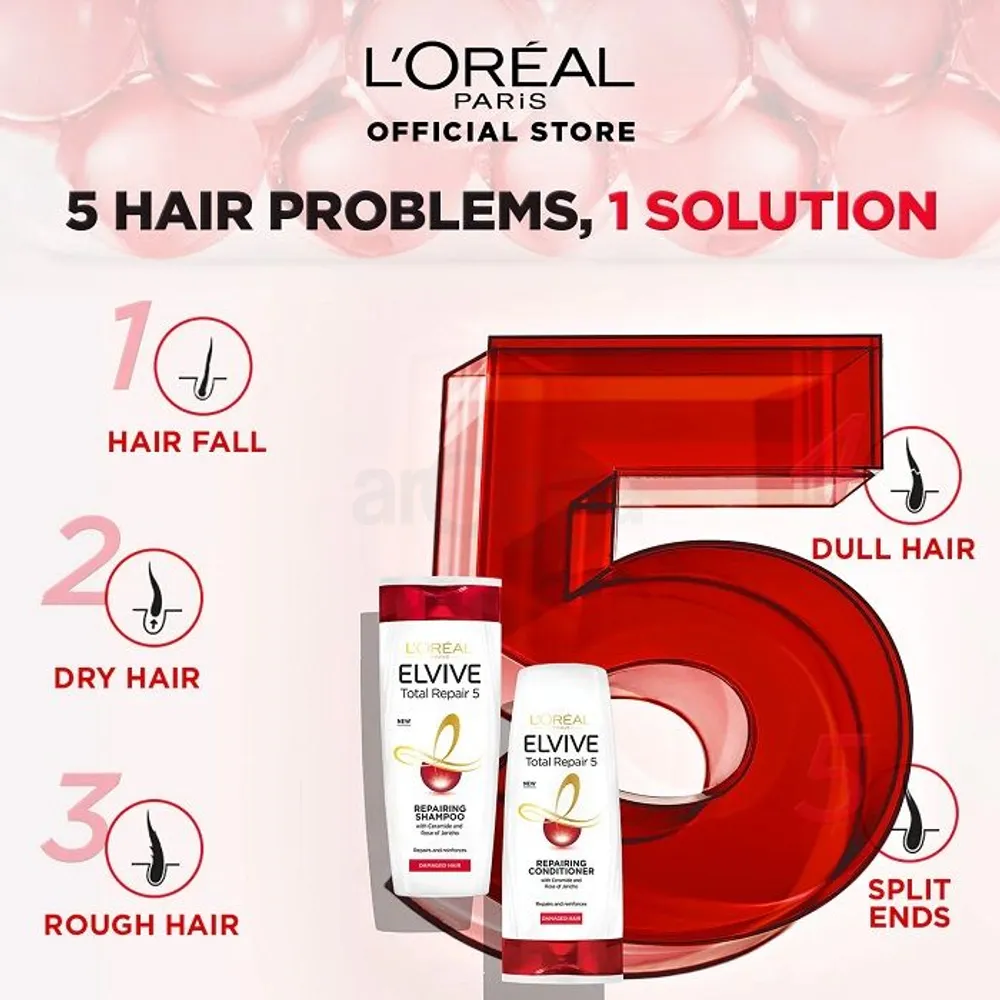 Picture of International Egypt Product Hair Care Loreal Paris Elvive Total Repair 5 With Repairing Conditioner For Damage Hair Used For Male /Female -360Ml