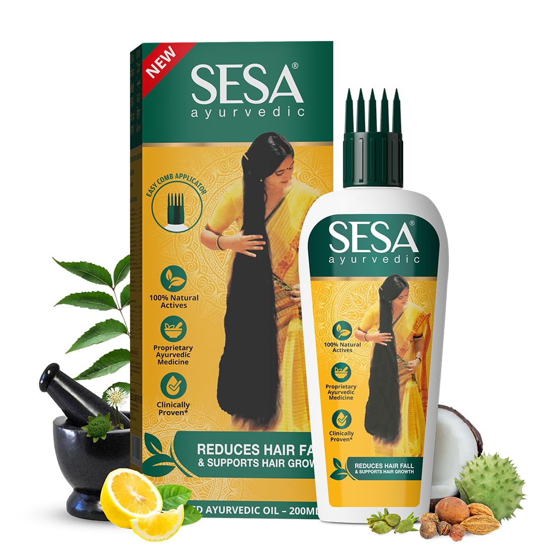 Picture of Indian Product SESA Ayurvedic Hair Oil With Bhringraj & 17 Rare Herbs With Coconut Oil and 4 Nourishing Oil For Hair Growth Help Control Hair Fall with Easy Hair Oil Applicator Used For Male /female -(100ml)