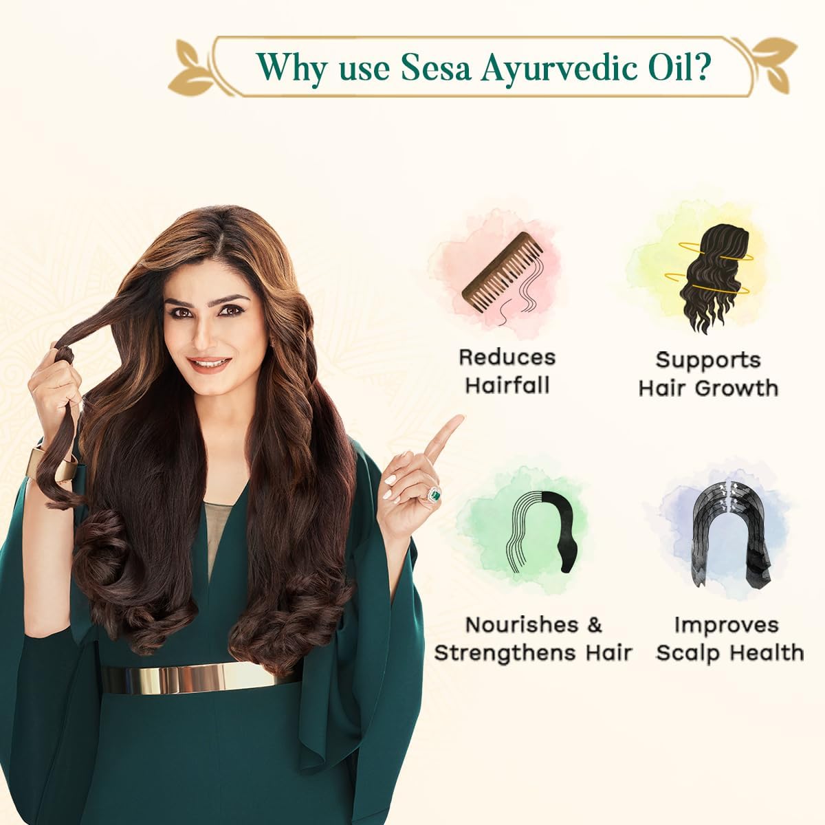Picture of Indian Product SESA Ayurvedic Hair Oil With Bhringraj & 17 Rare Herbs With Coconut Oil and 4 Nourishing Oil For Hair Growth Help Control Hair Fall with Easy Hair Oil Applicator Used For Male /female -(100ml)