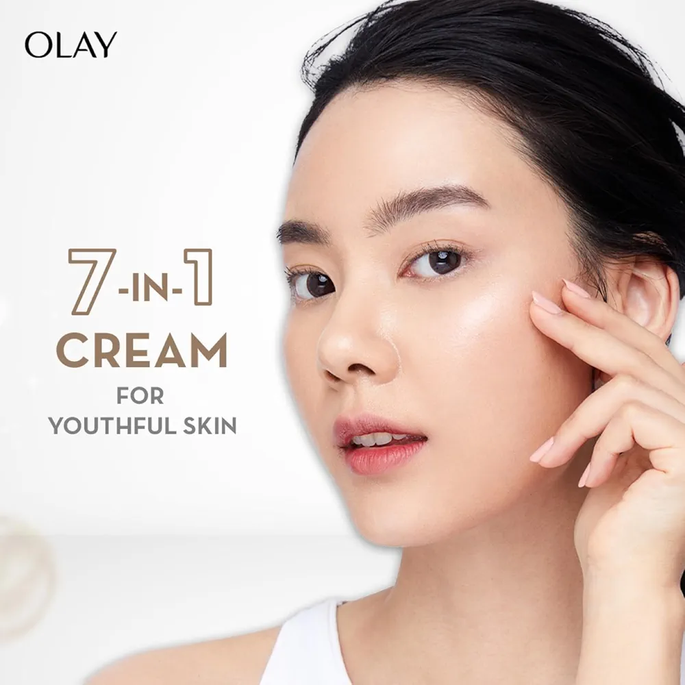 Picture of Indian Product Olay Total Effects Day Cream |with Vitamin B5, Niacinamide, Green Tea, SPF 15 |Fights 7 signs of ageing for glowing, hydrated and younger looking skin with UV protection |Suitable for Normal, Dry, Oily & Combination skin For Women-50 gm