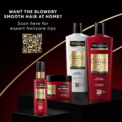 Picture of Indian Product TRESemme Keratin Smooth With Keratin & Argan Oil for Straighter, Shinier Hair - Nourishes Dry Hair & Controls Frizz Shampoo For Men & Women-340Ml