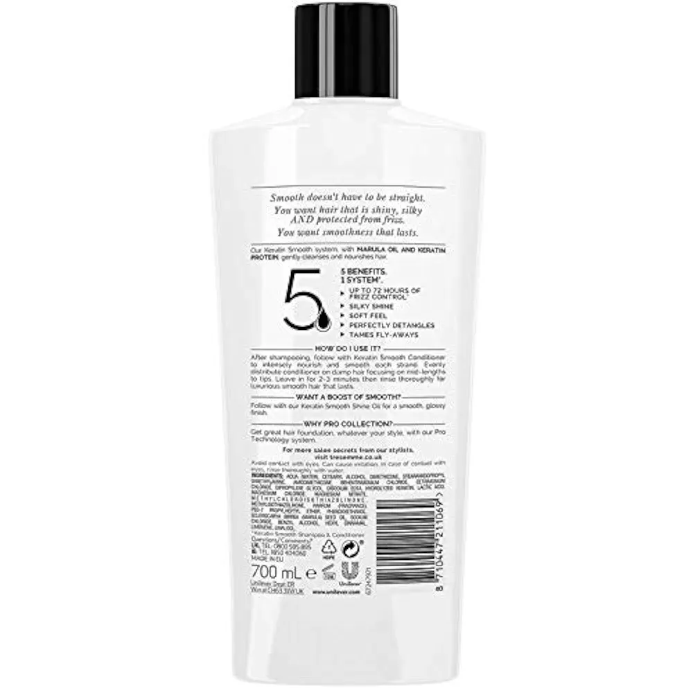 Picture of International UAE Product TRESemmé Keratin Smooth with Marula Oil, Shampoo and Conditioner Set - Pro Collection Used For Male/female -700+700Ml