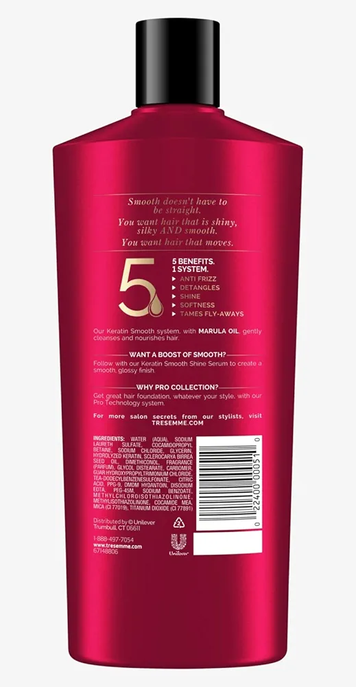 Picture of International UAE Product TRESemmé Keratin Smooth with Marula Oil, Shampoo and Conditioner Set - Pro Collection Used For Male/female -700+700Ml