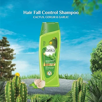 Picture of International UAE Product Hair Care Vatika Naturals Hair Fall Control Shampoo - 2 x 400 ml | Enriched with Cactus & Gergir Extracts | For Weak Hair, Prone to Hair Fall | With Nourishing Vatika Oils | Super Value Pack of 2 Used For Male /Female -400+400Ml