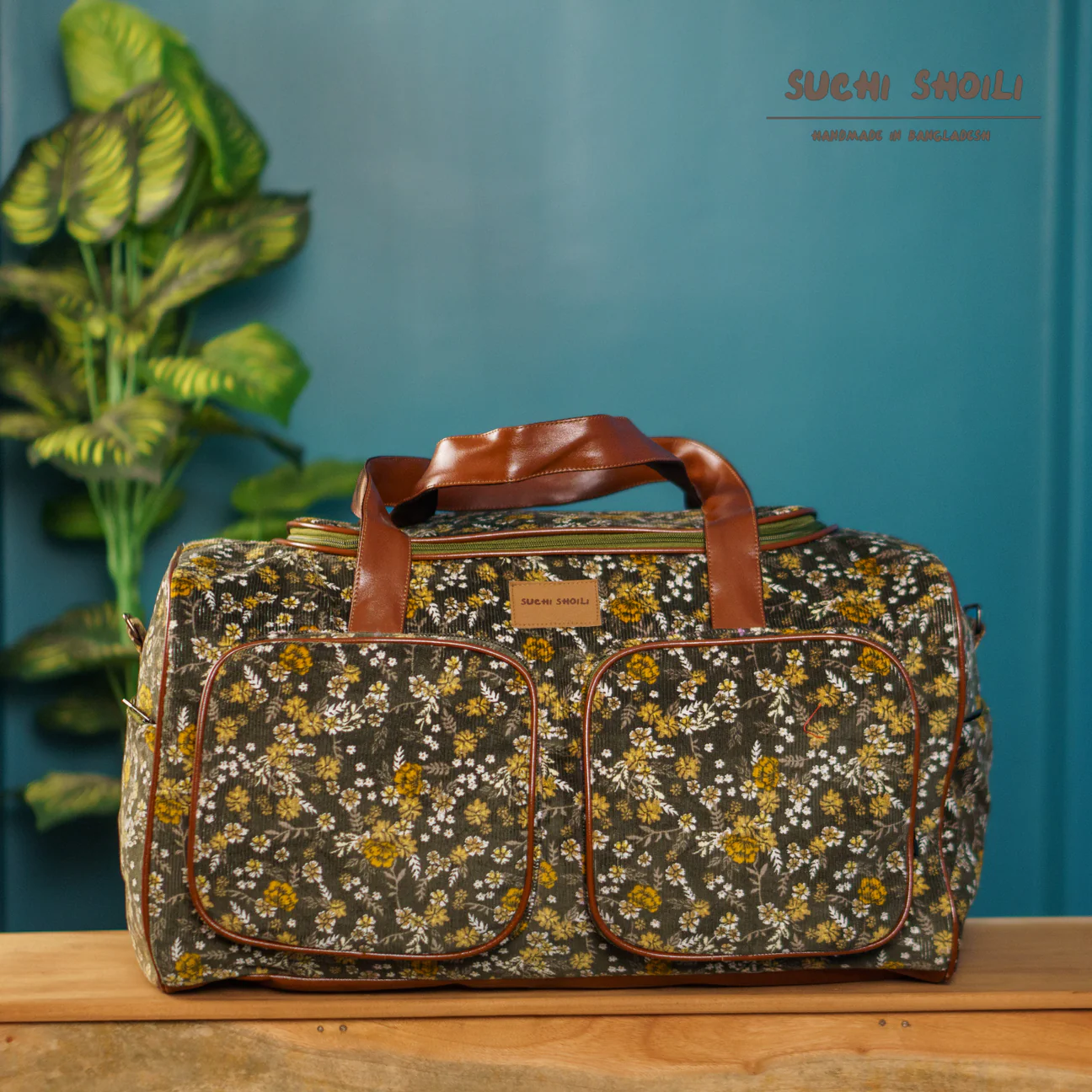 Picture of Marigold Corduroy Fabric Veronica Premium Travel Bag Picture of Marigold Corduroy Fabric Veronica Premium Travel Bag