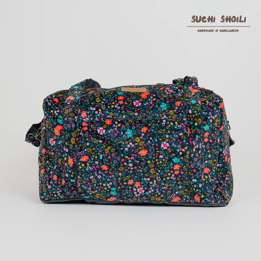 Picture of Multi Daisy Corduroy Fabric Nancy Travel Bag Picture of Multi Daisy Corduroy Fabric Nancy Travel Bag
