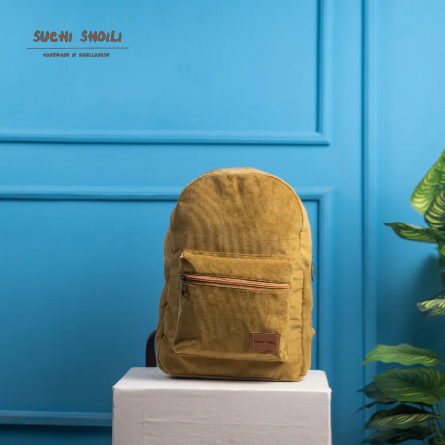 Picture of Lite Yellow Corduroy FabricUrbanmate Backpack Picture of Lite Yellow Corduroy FabricUrbanmate Backpack