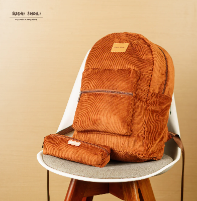 Picture of Brown Corduroy Fabric Urbanmate Backpack Picture of Brown Corduroy Fabric Urbanmate Backpack