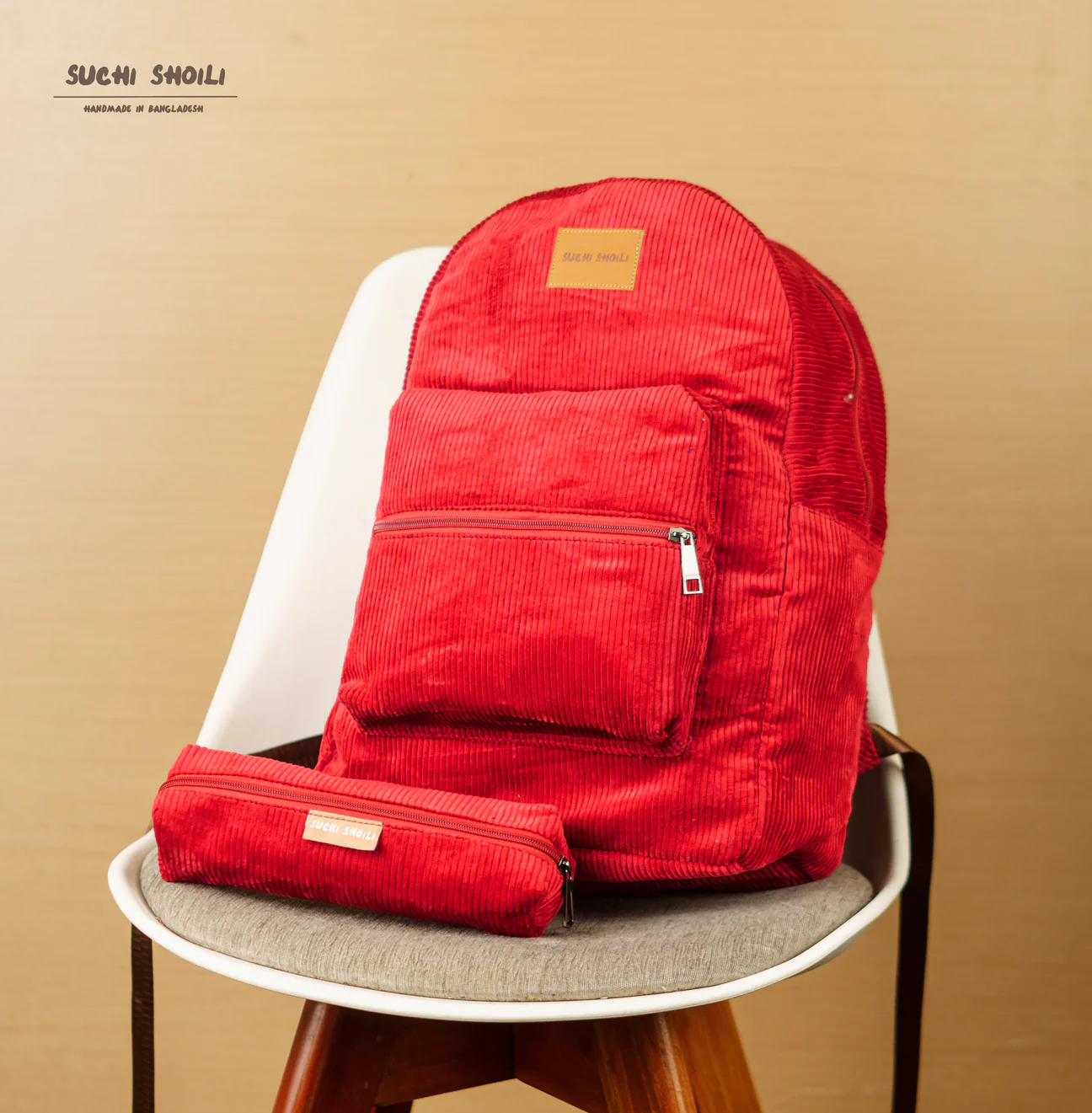 Picture of Maroon Corduroy Fabric Urbanmate Backpack Picture of Maroon Corduroy Fabric Urbanmate Backpack