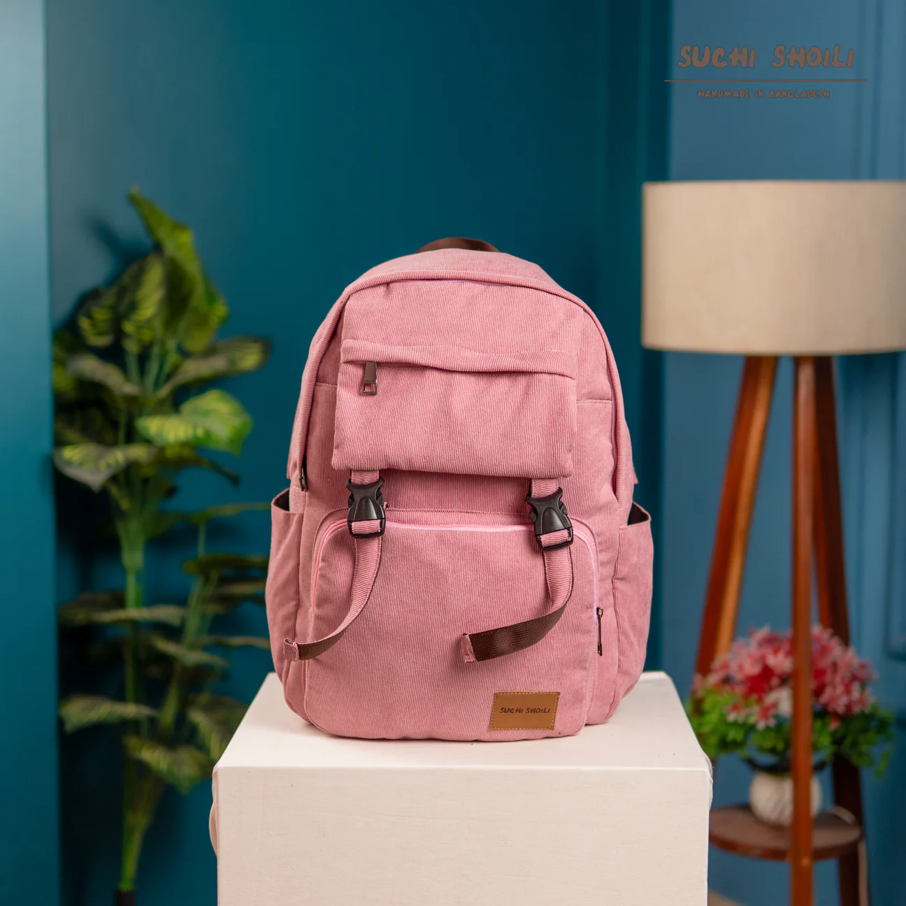 Picture of Pink Ash Corduroy Fabric Metro Backpack Picture of Pink Ash Corduroy Fabric Metro Backpack