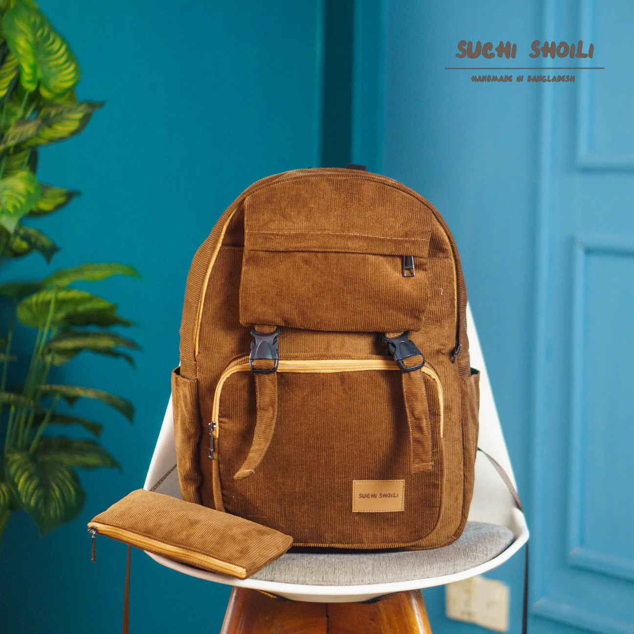 Picture of Chocolate Corduroy Fabric Metro Backpack Picture of Chocolate Corduroy Fabric Metro Backpack