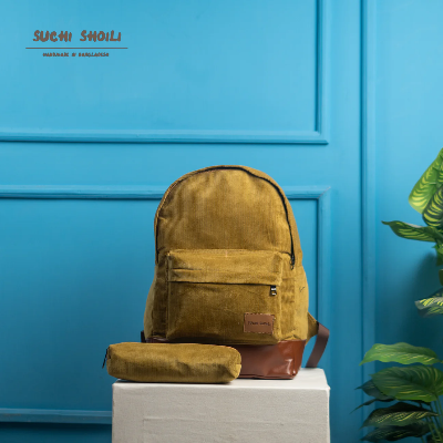 Picture of Lite Yellow Corduroy Fabric Core Color Backpack Picture of Lite Yellow Corduroy Fabric Core Color Backpack