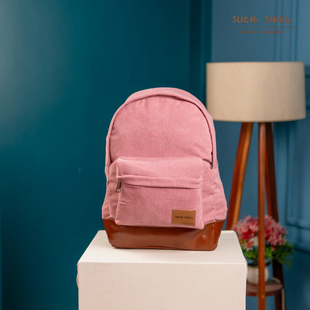 Picture of Pink Ash Corduroy Fabric Core Color Backpack Picture of Pink Ash Corduroy Fabric Core Color Backpack