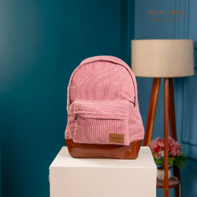 Picture of Pink Ash Corduroy Fabric Core Color Backpack Picture of Pink Ash Corduroy Fabric Core Color Backpack